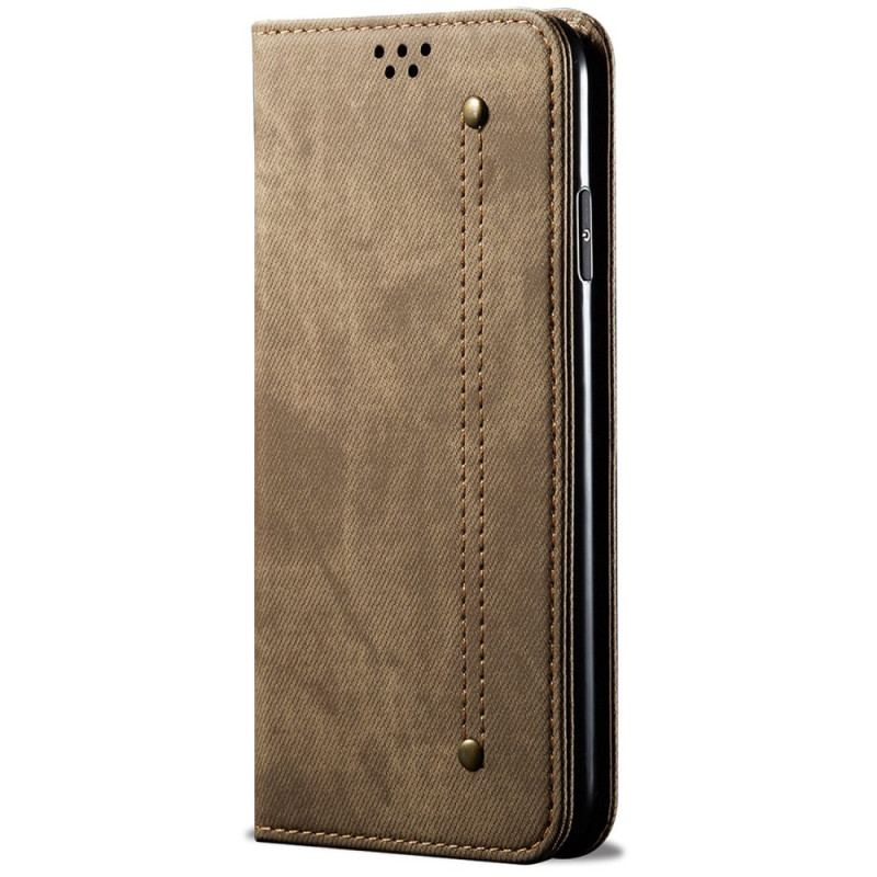 Flip Cover Honor 70 Tissu Jeans avec Motif de Coutures