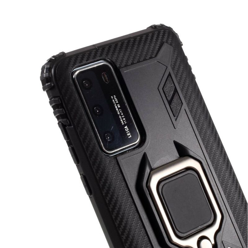 Coque Huawei P40 Ring et Fibre Carbone