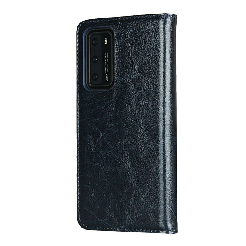 Flip Cover Huawei P40 Cuir Véritable