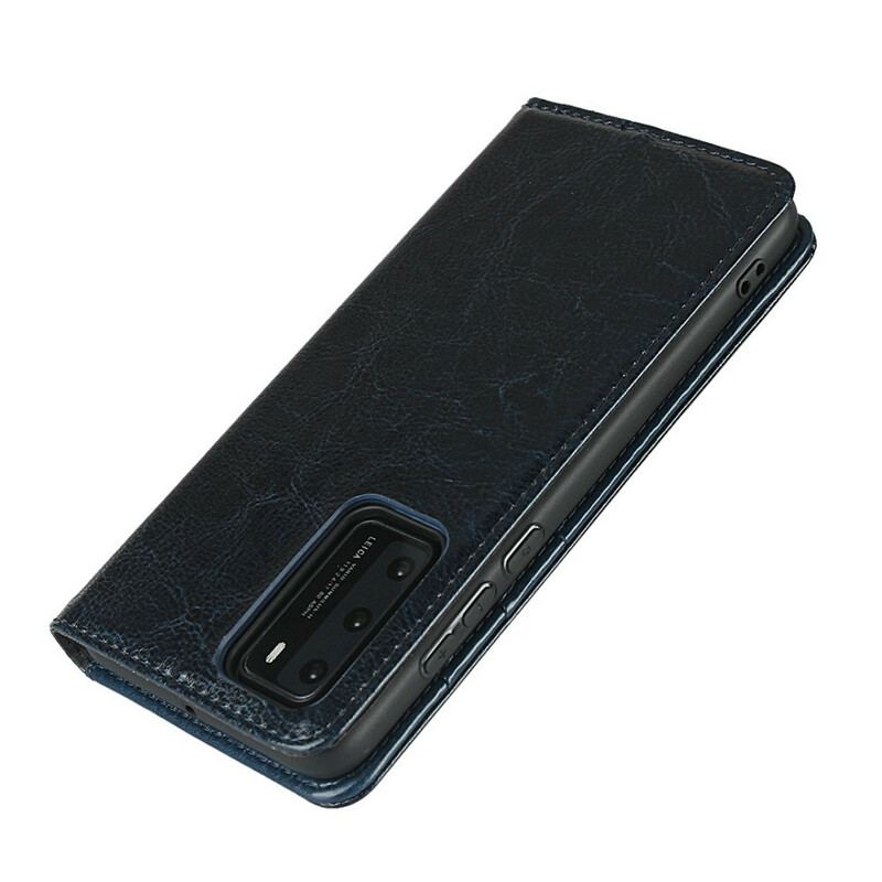 Flip Cover Huawei P40 Cuir Véritable