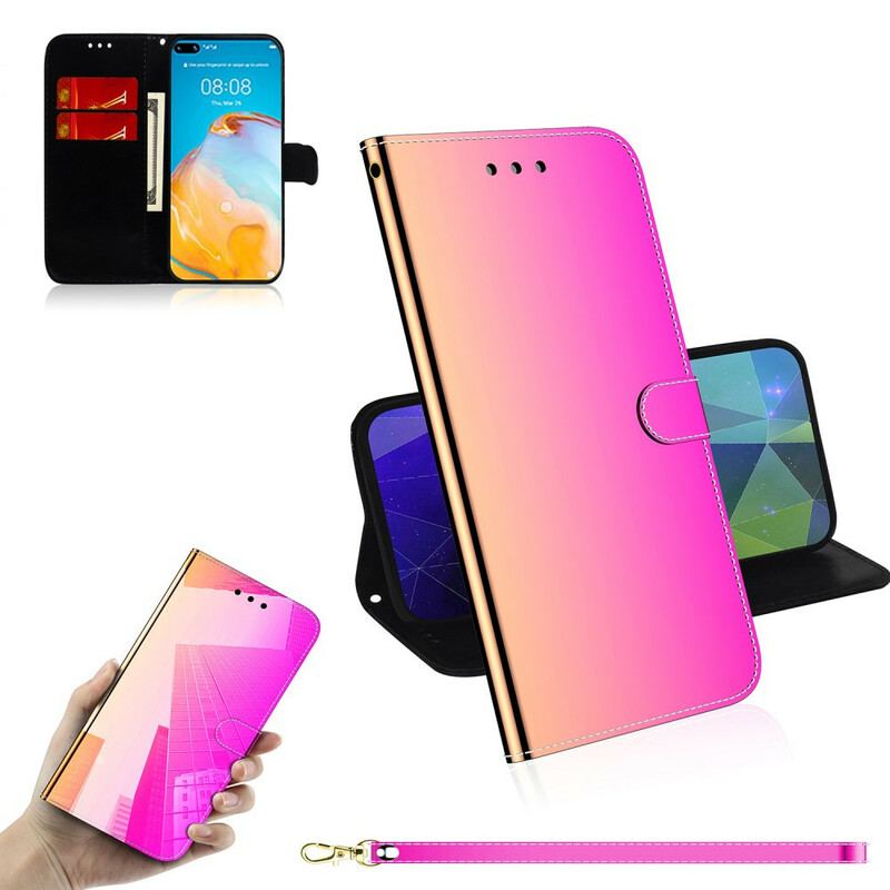 Housse Huawei P40 Simili Cuir Couverture MIroir