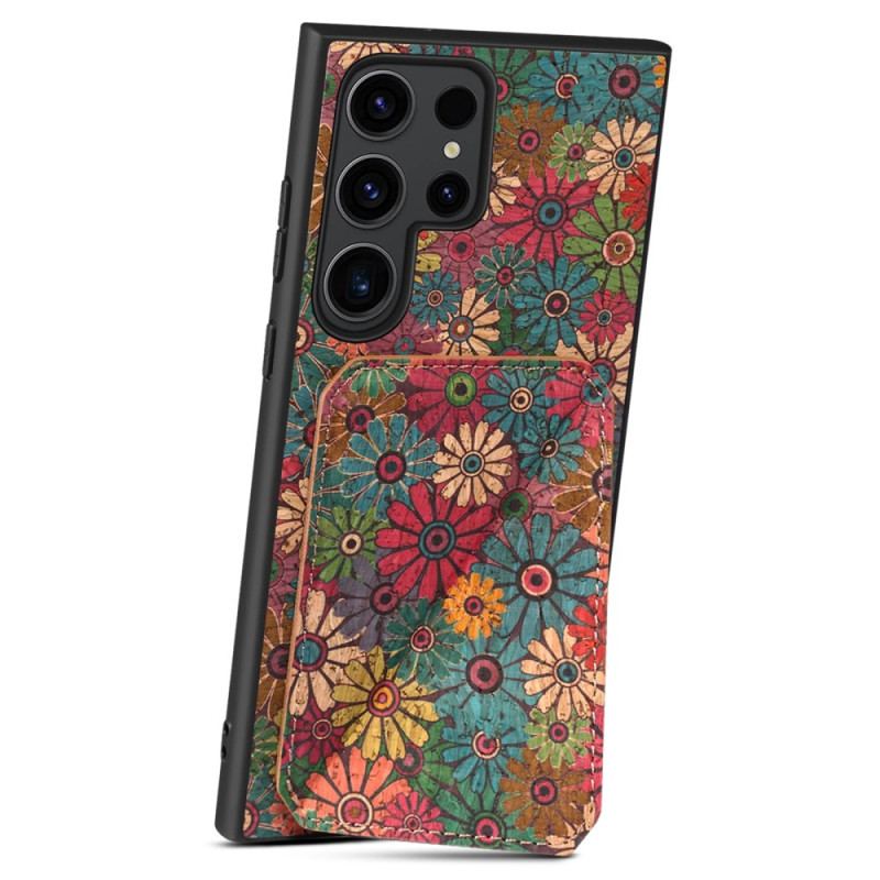 Coque Samsung Galaxy S24 Ultra 5G avec Porte-Cartes Florale