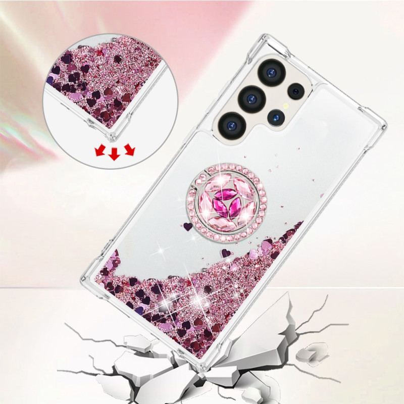 Coque Samsung Galaxy S24 Ultra 5G Paillettes avec Anneau-Support