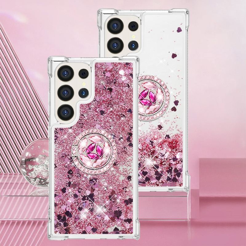 Coque Samsung Galaxy S24 Ultra 5G Paillettes avec Anneau-Support