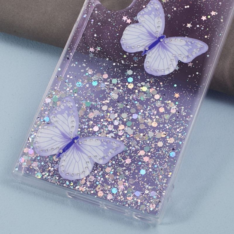 Coque Samsung Galaxy S24 Ultra 5G Paillettes avec Papillons