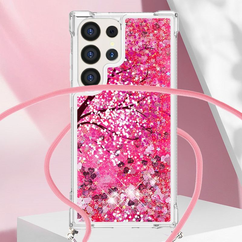 Coque Samsung Galaxy S24 Ultra 5G Paillettes Fleurs de Cerisier