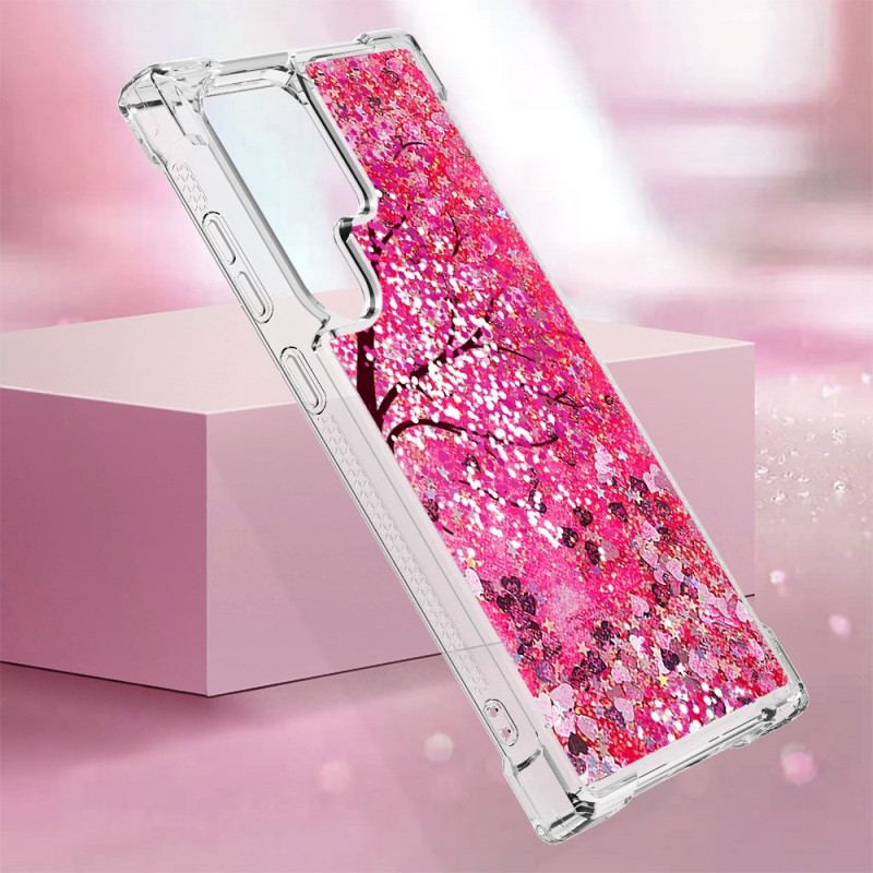 Coque Samsung Galaxy S24 Ultra 5G Paillettes Fleurs de Cerisier