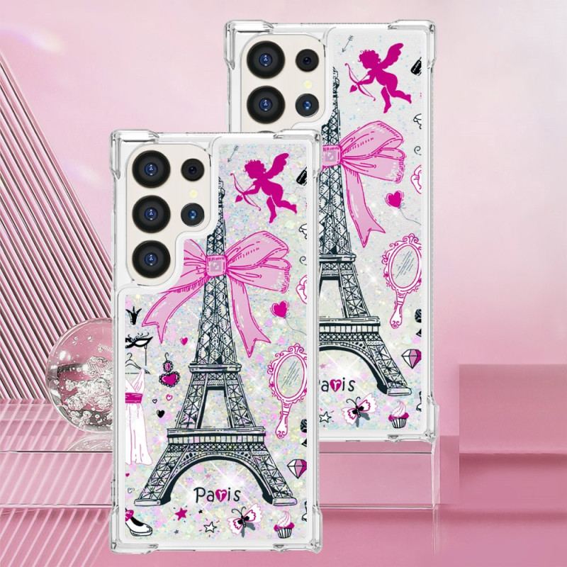 Coque Samsung Galaxy S24 Ultra 5G Paillettes Tour Eiffel