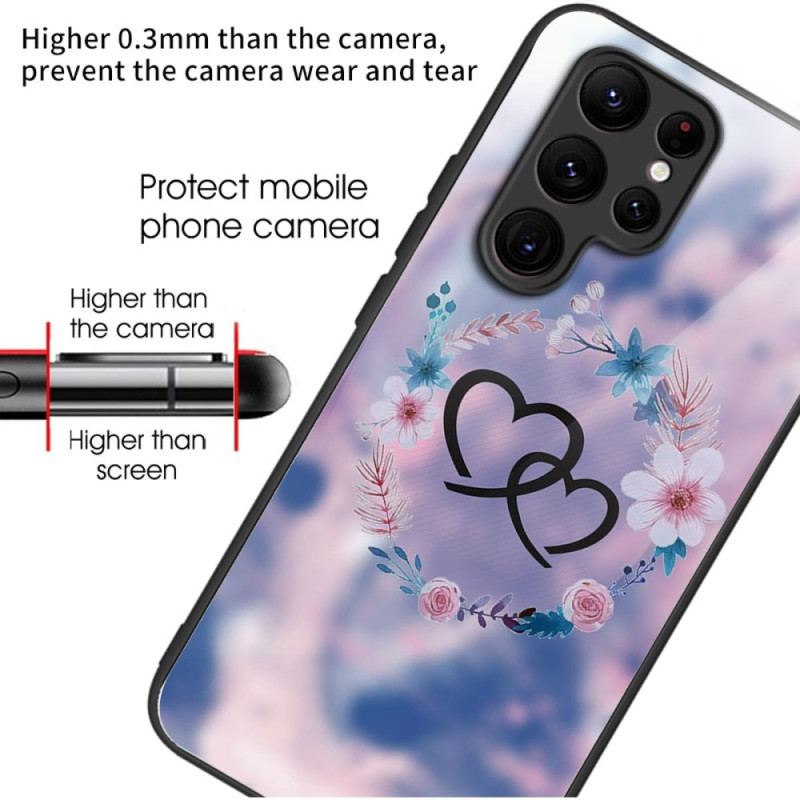 Coque pour Samsung Galaxy S24 Ultra 5G Verre Trempé Coeur à Coeur