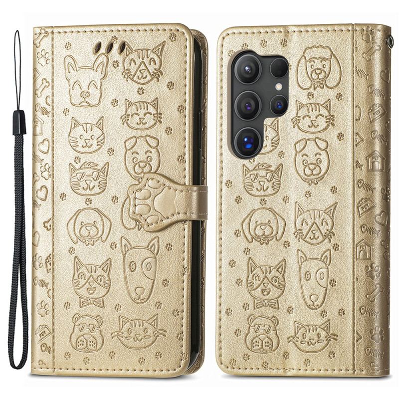 Housse Samsung Galaxy S24 Ultra 5G Chats et Chiens Cartoon