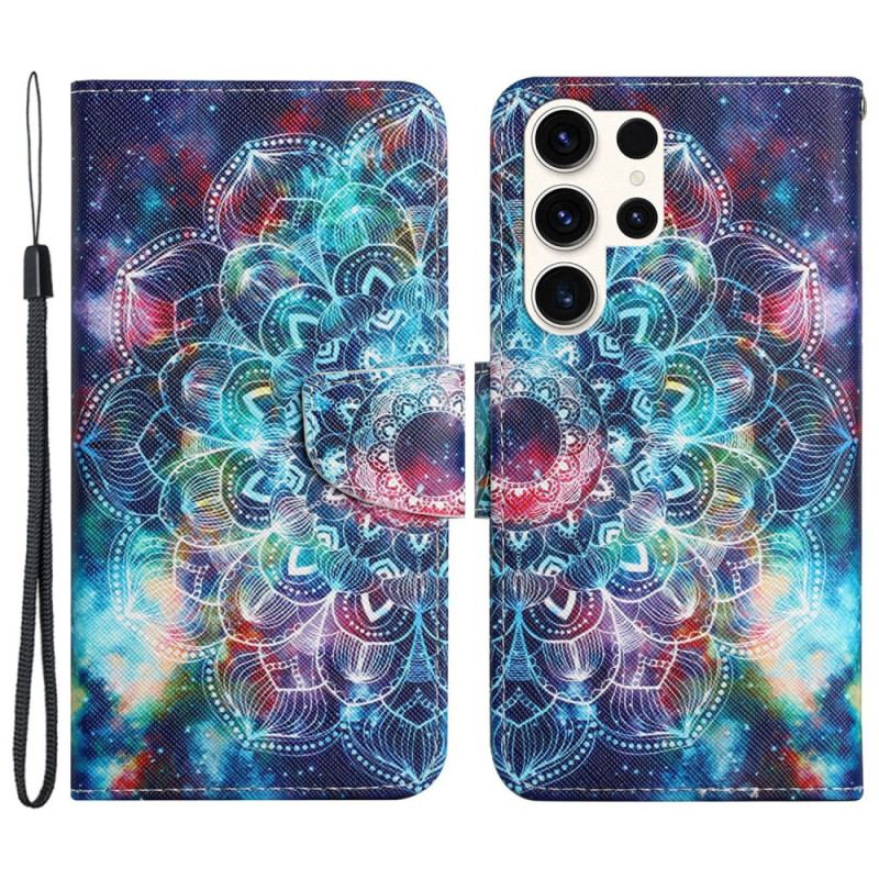 Housse Samsung Galaxy S24 Ultra 5G Ciel Étoilé et Mandala à Lanière