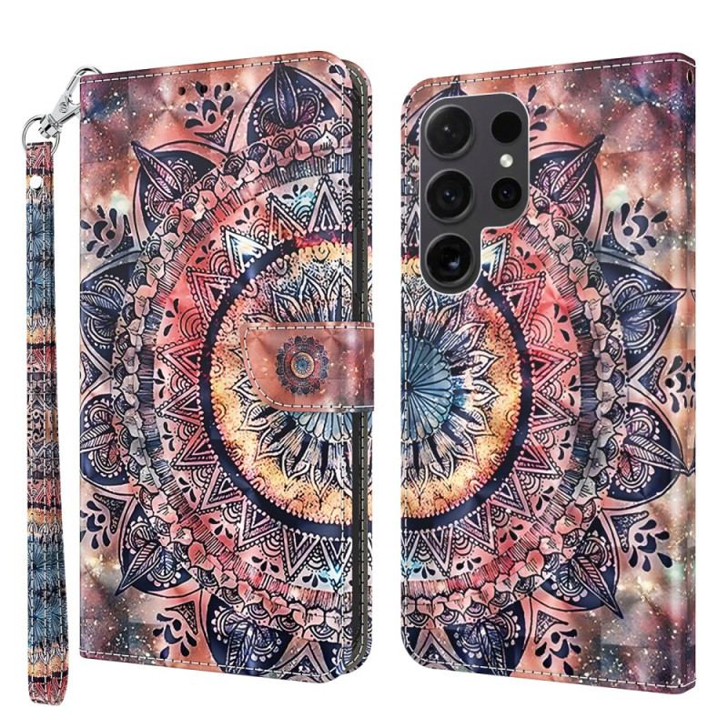 Housse Samsung Galaxy S24 Ultra 5G Mandala Coloré à Lanière