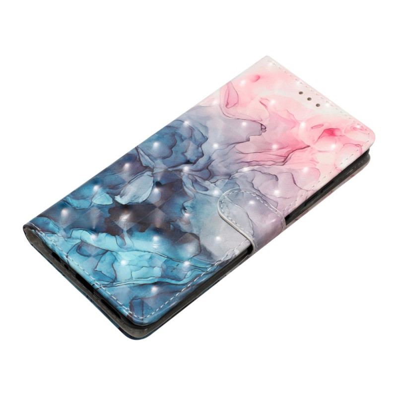 Housse Samsung Galaxy S24 Ultra 5G Marbre Rose et Bleu à Lanière