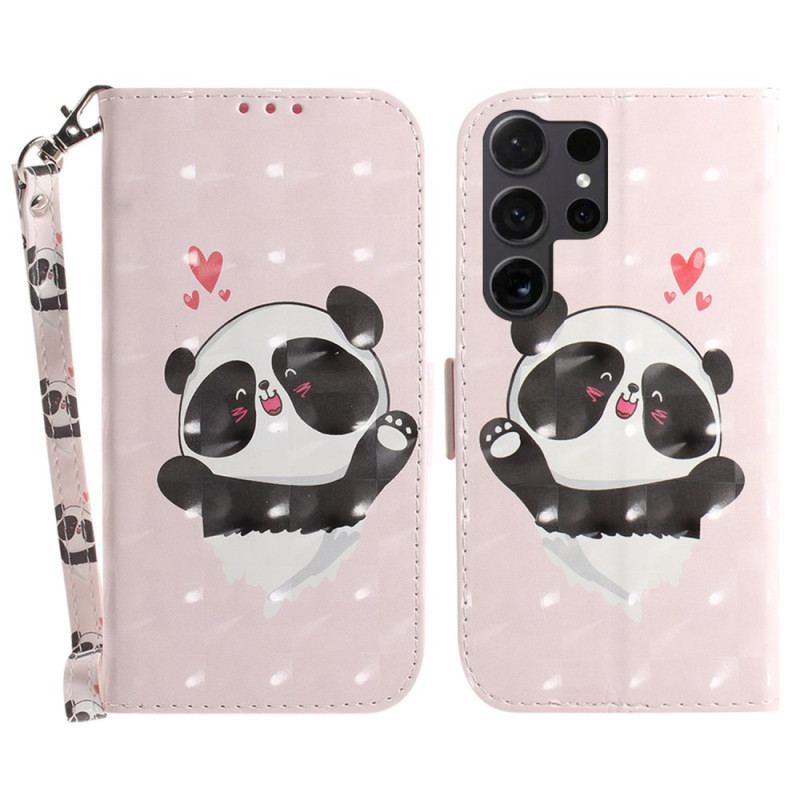 Housse Samsung Galaxy S24 Ultra 5G Panda Love à Lanière