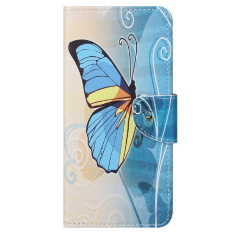 Housse Samsung Galaxy S24 Ultra 5G Papillon Jaune et Bleu