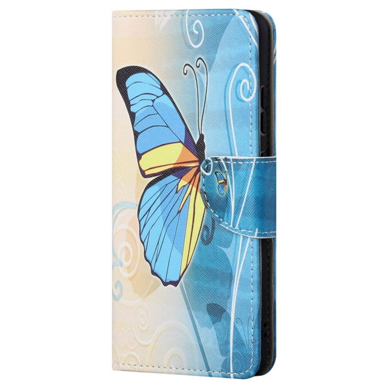 Housse Samsung Galaxy S24 Ultra 5G Papillon Jaune et Bleu