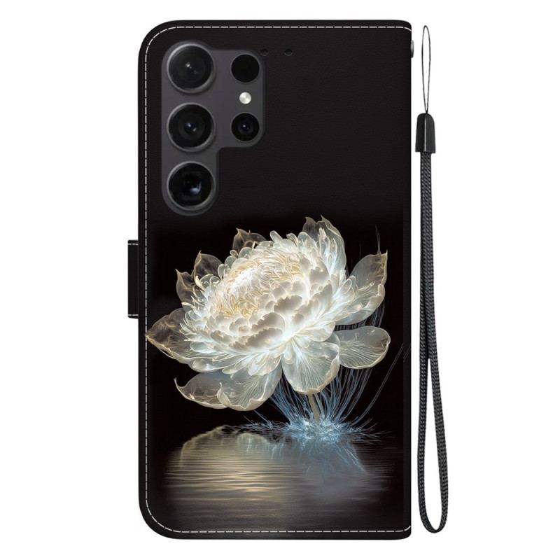 Housse Samsung Galaxy S24 Ultra 5G Pivoine Cristal à Lanière