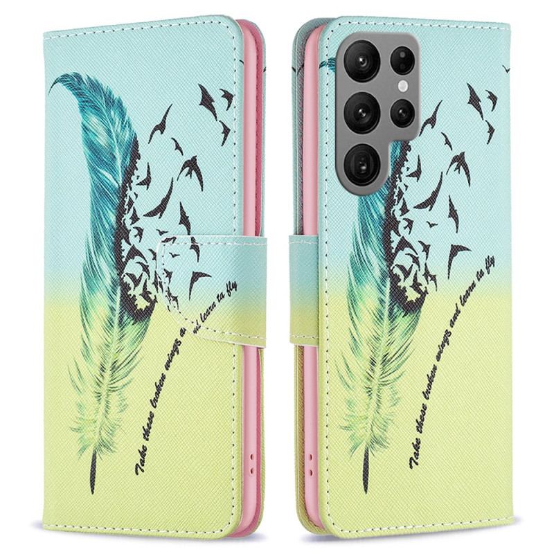 Housse Samsung Galaxy S24 Ultra 5G Plume et Oiseaux