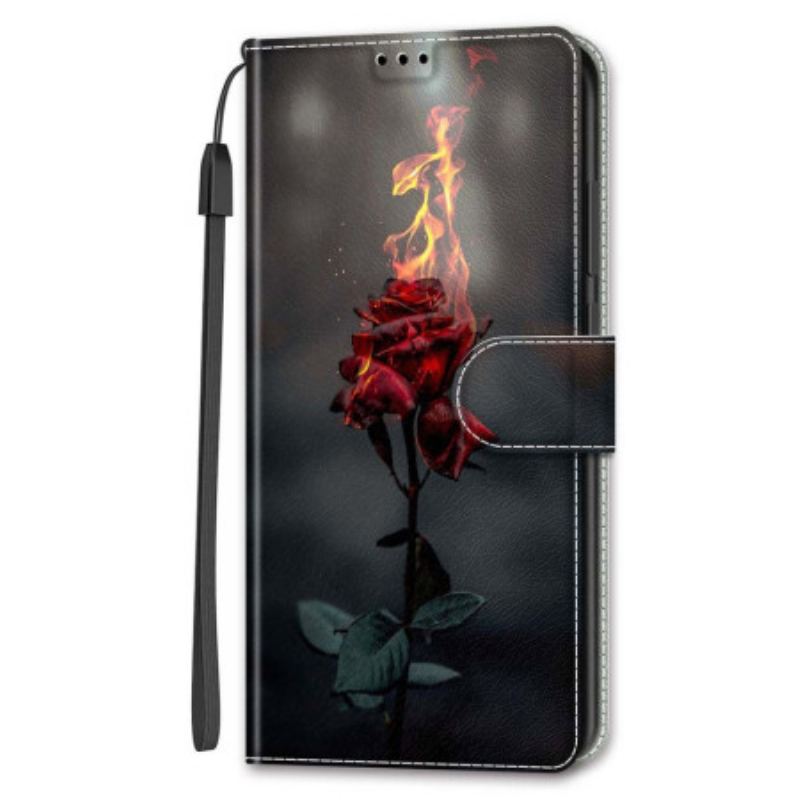 Housse Samsung Galaxy S24 Ultra 5G Rose Feu à Lanière