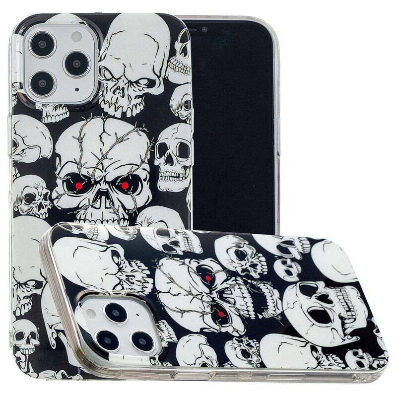 Coque iPhone 12 Pro Max Attention Têtes de Mort Fluorescente