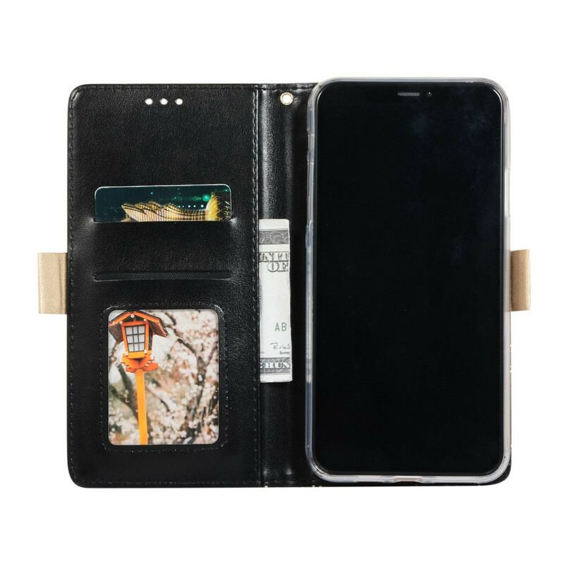 Housse iPhone 12 Pro Max Dentelle Porte-Monnaie à Lanière