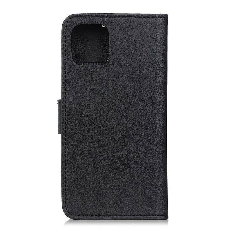 Housse iPhone 12 Pro Max Simili Cuir Litchi Rétro Coutures