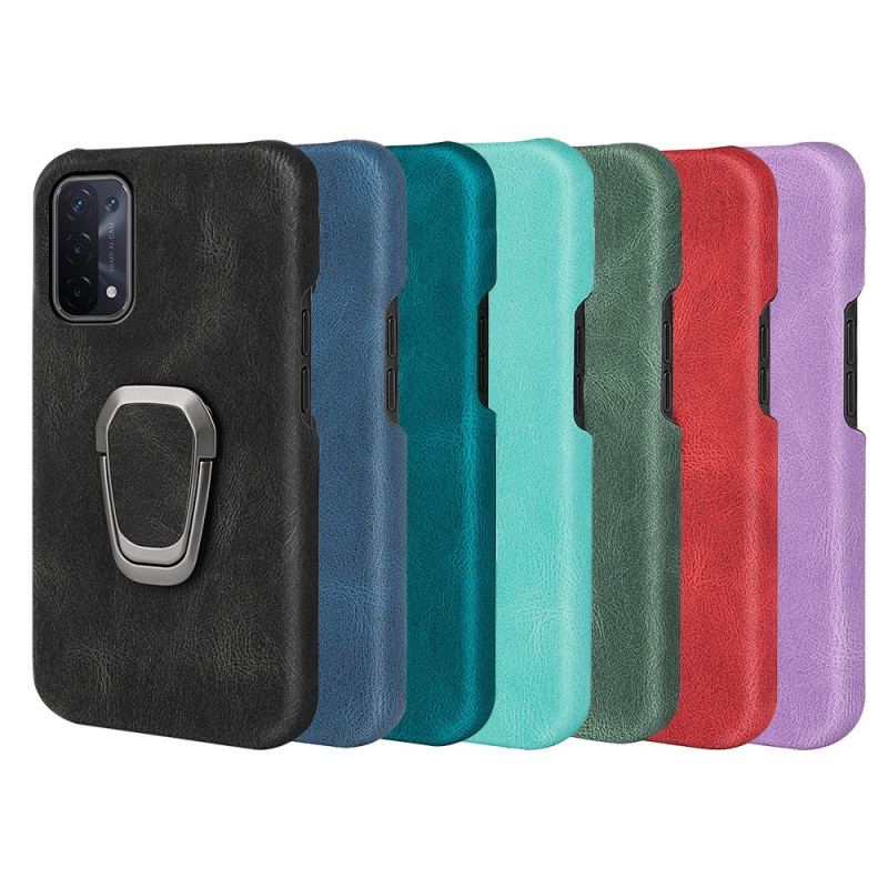 Coque Oppo A54 5G / A74 5G Effet Cuir Anneau-Support