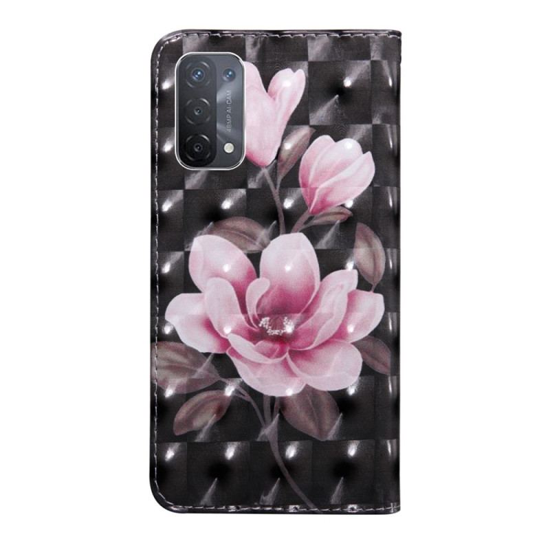 Housse Oppo A54 5G / A74 5G Fleurs avec Lanière