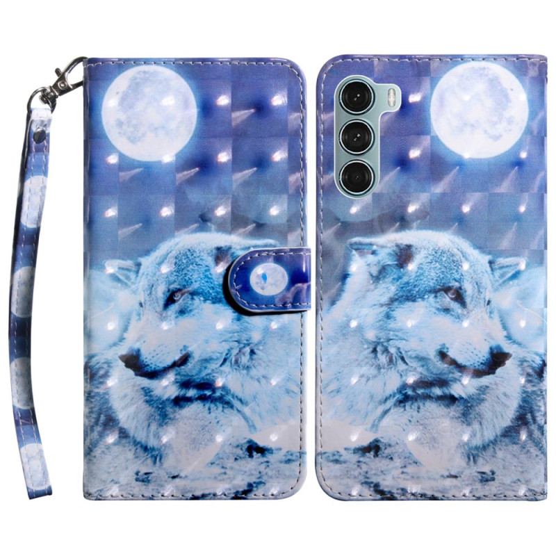 Housse Oppo A54 5G / A74 5G Loup avec Lanière