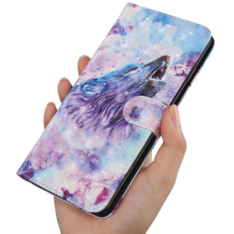 Housse Oppo A54 5G / A74 5G Loup avec Lanière