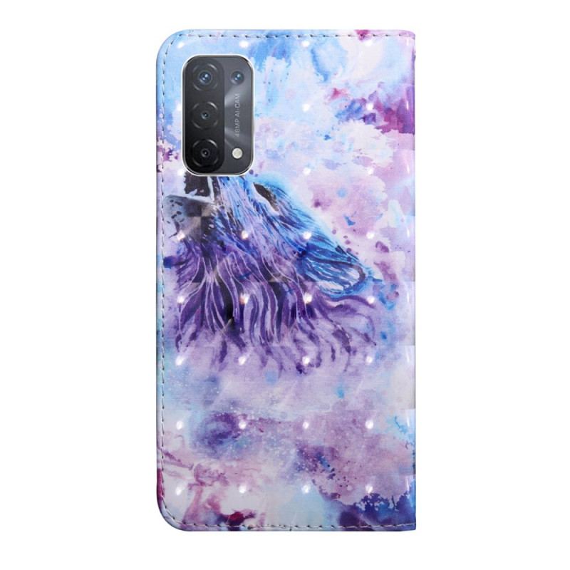 Housse Oppo A54 5G / A74 5G Loup avec Lanière