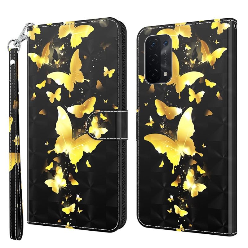 Housse Oppo A54 5G / A74 5G Papillons à Lanière