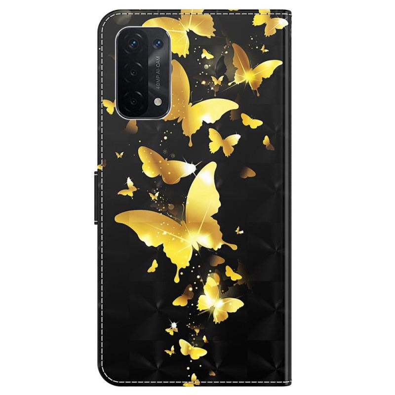 Housse Oppo A54 5G / A74 5G Papillons à Lanière