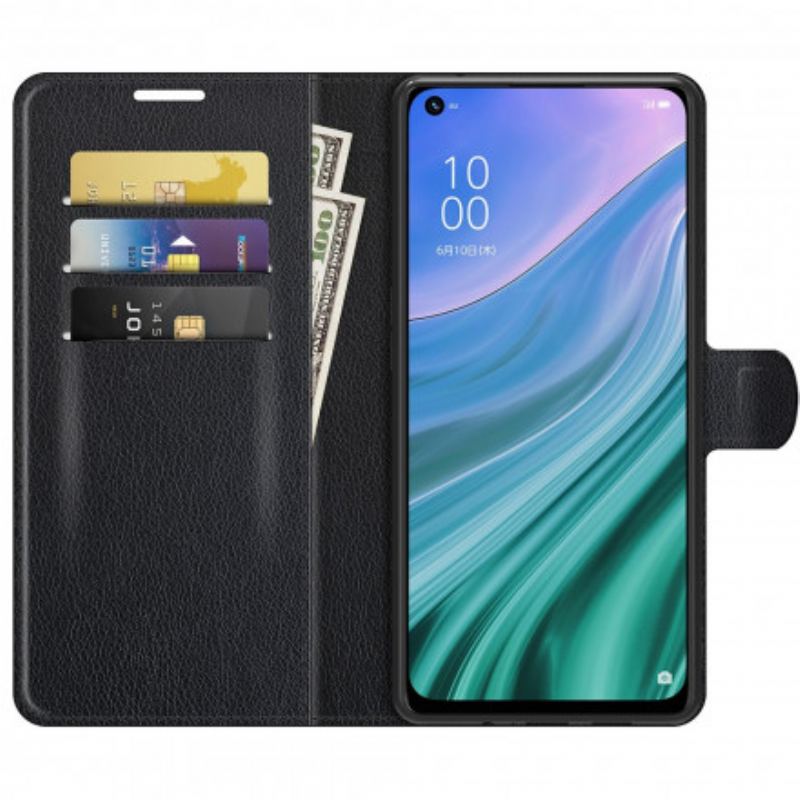 Housse Oppo A54 5G / A74 5G Simili Cuir Litchi Classique