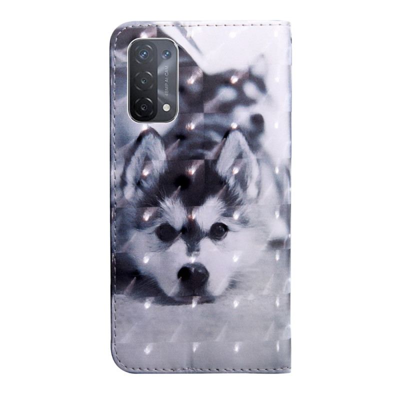 Housse Oppo A54 / A74 5G Chien Husky avec Lanière