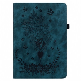 Etui Samsung Galaxy Tab S9 / S9 FE Papillons et Roses