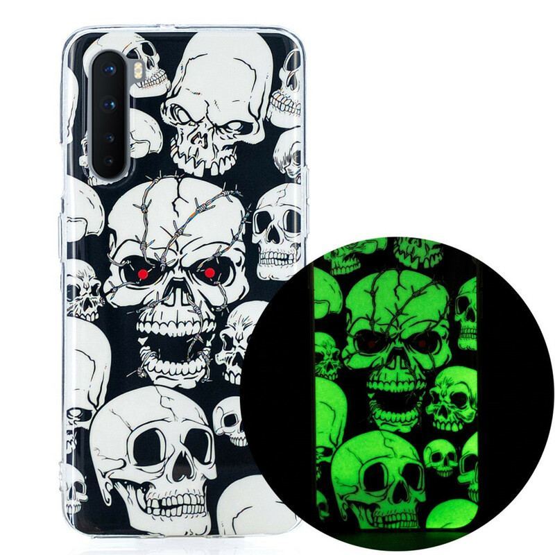 Coque OnePlus Nord Attention Têtes de Mort Fluorescente