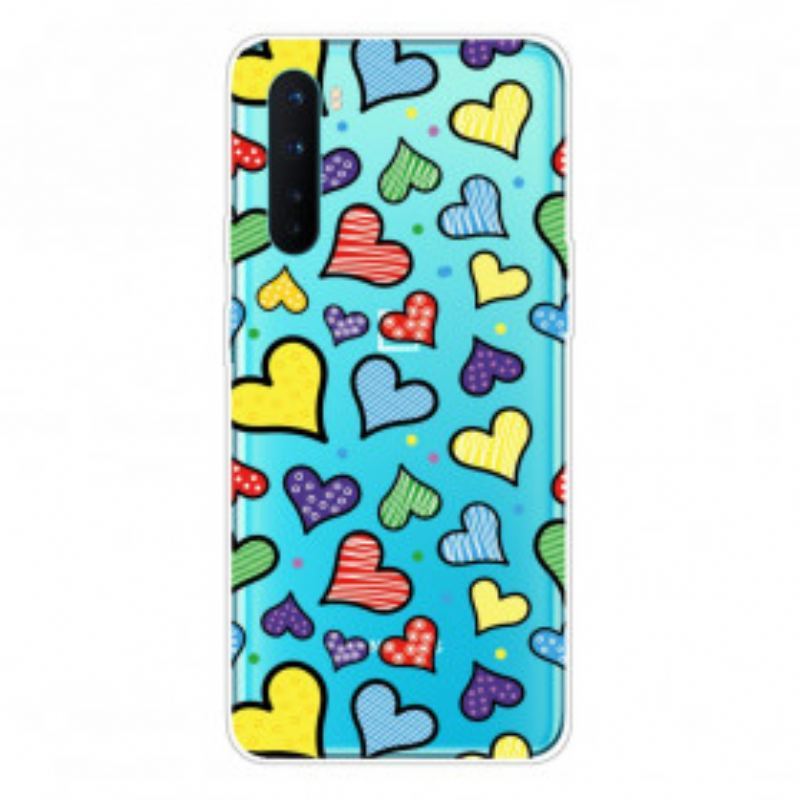 Coque OnePlus Nord Coeurs Multicolores