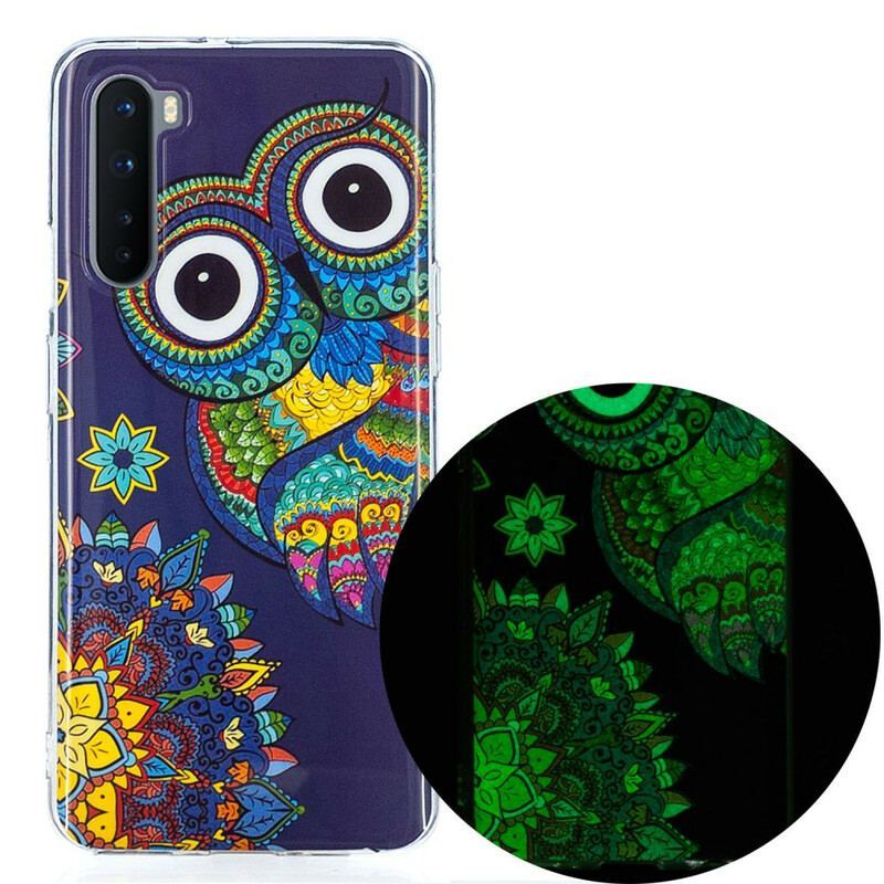 Coque OnePlus Nord Hibou Mandala Fluorescente