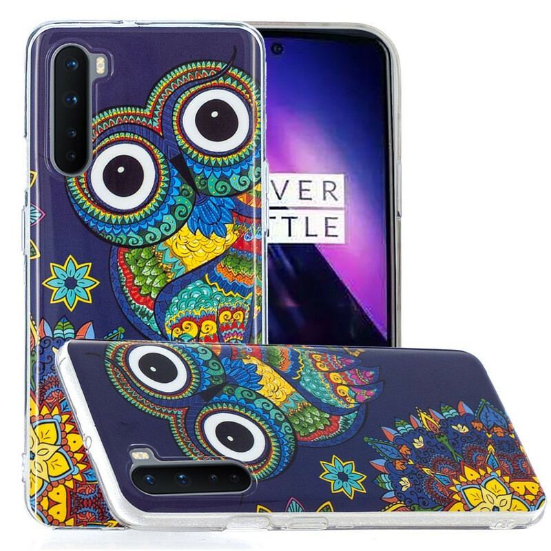 Coque OnePlus Nord Hibou Mandala Fluorescente