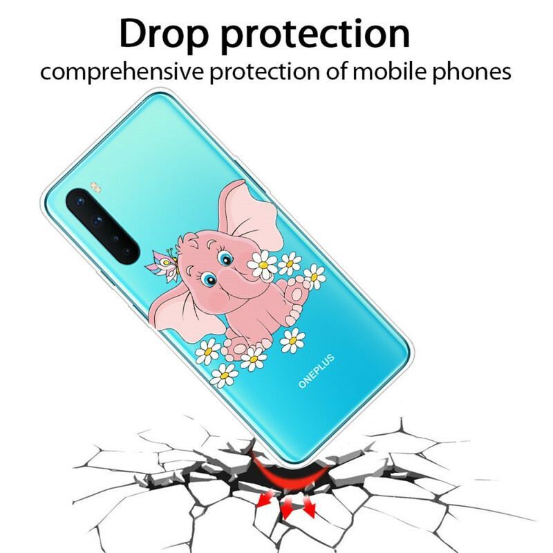 Coque OnePlus Nord Transparente Éléphant Rose