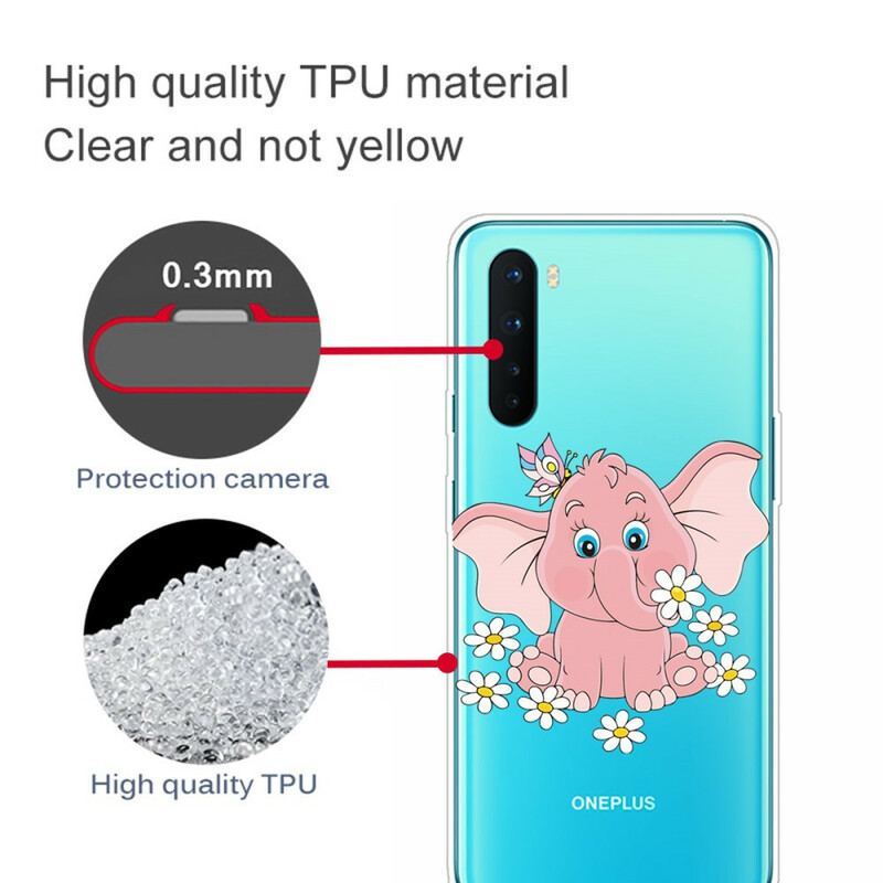 Coque OnePlus Nord Transparente Éléphant Rose