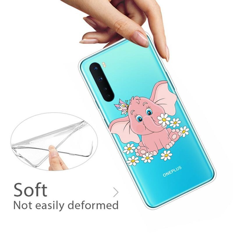 Coque OnePlus Nord Transparente Éléphant Rose