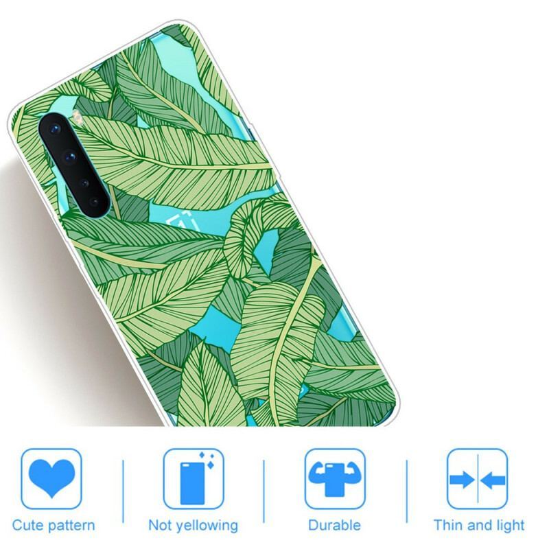 Coque OnePlus Nord Transparente Feuilles Graphiques