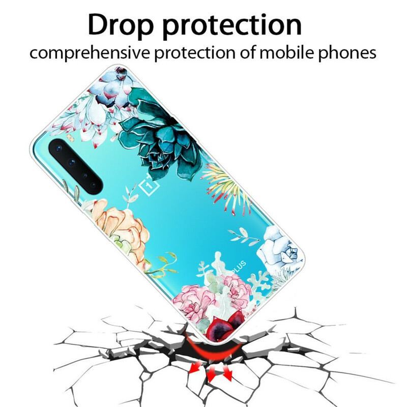 Coque OnePlus Nord Transparente Fleurs Aquarelle