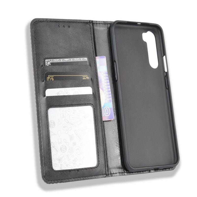 Flip Cover OnePlus Nord Effet Cuir Vintage Stylisé