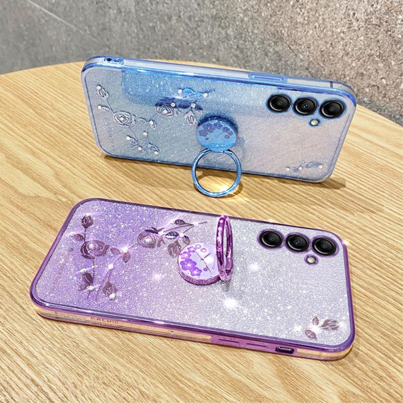 Coque Samsung Galaxy S24 Plus 5G Paillettes et Anneau-Support KADEM