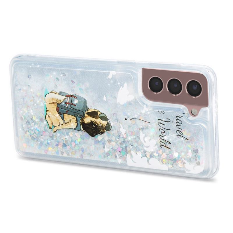 Coque Samsung Galaxy S24 Plus 5G Paillettes Liquides Chien