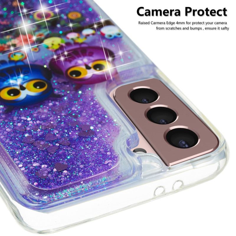 Coque Samsung Galaxy S24 Plus 5G Paillettes Liquides Deux Hiboux