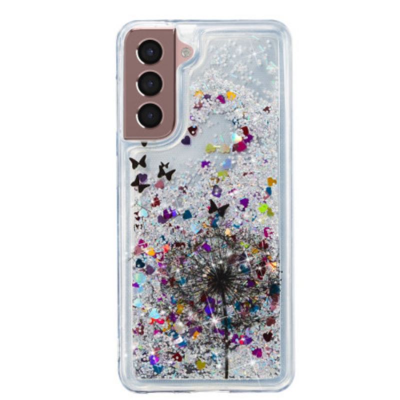 Coque Samsung Galaxy S24 Plus 5G Paillettes Liquides Pissenlit